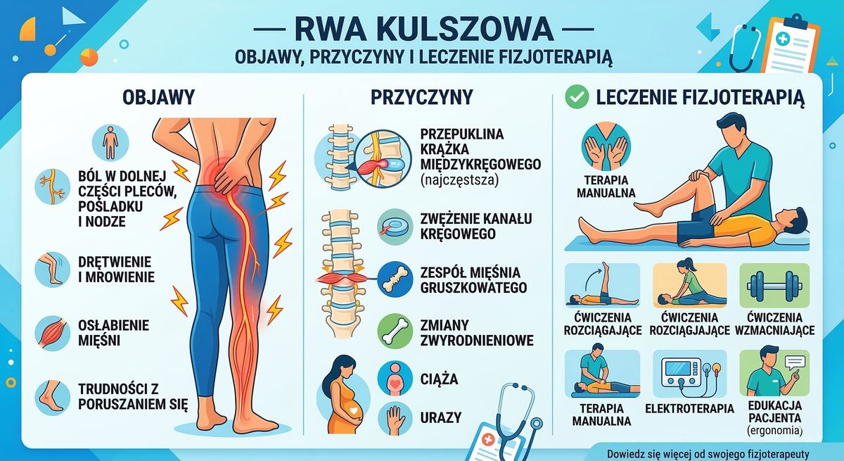 Rwa kulszowa — objawy, przyczyny i leczenie fizjoterapią
